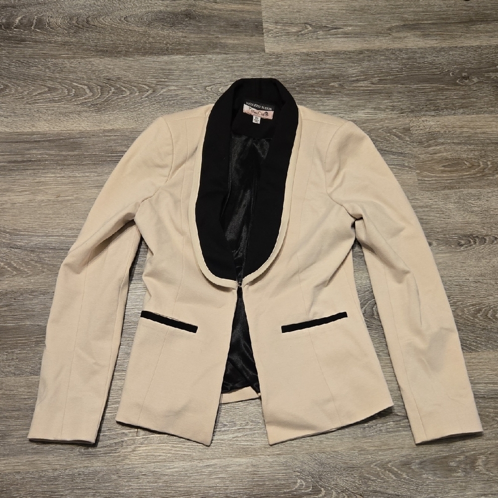 Cream & black Tuxedo Jacket Nicolette Mason For Modcloth Sz Xs